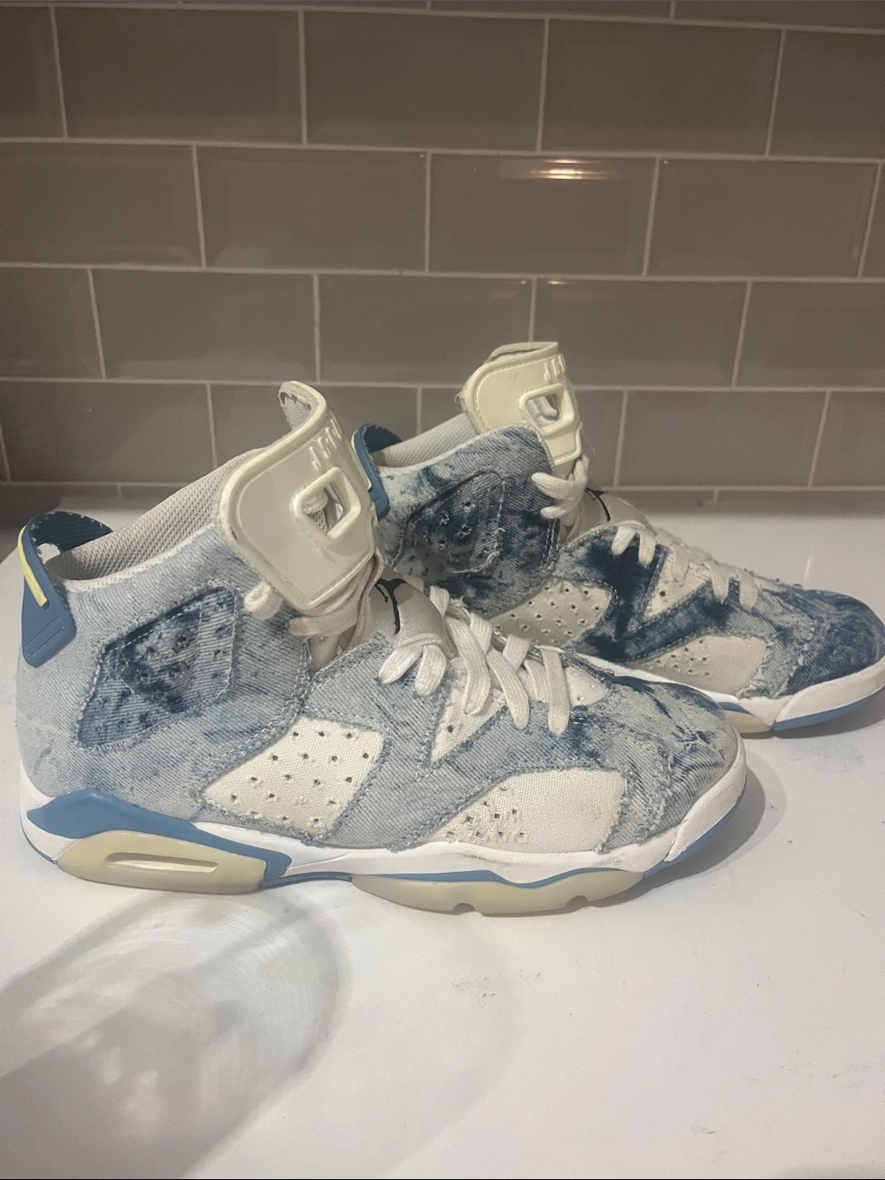 Jordan Kids High-Top Sneakers in Light Blue and White